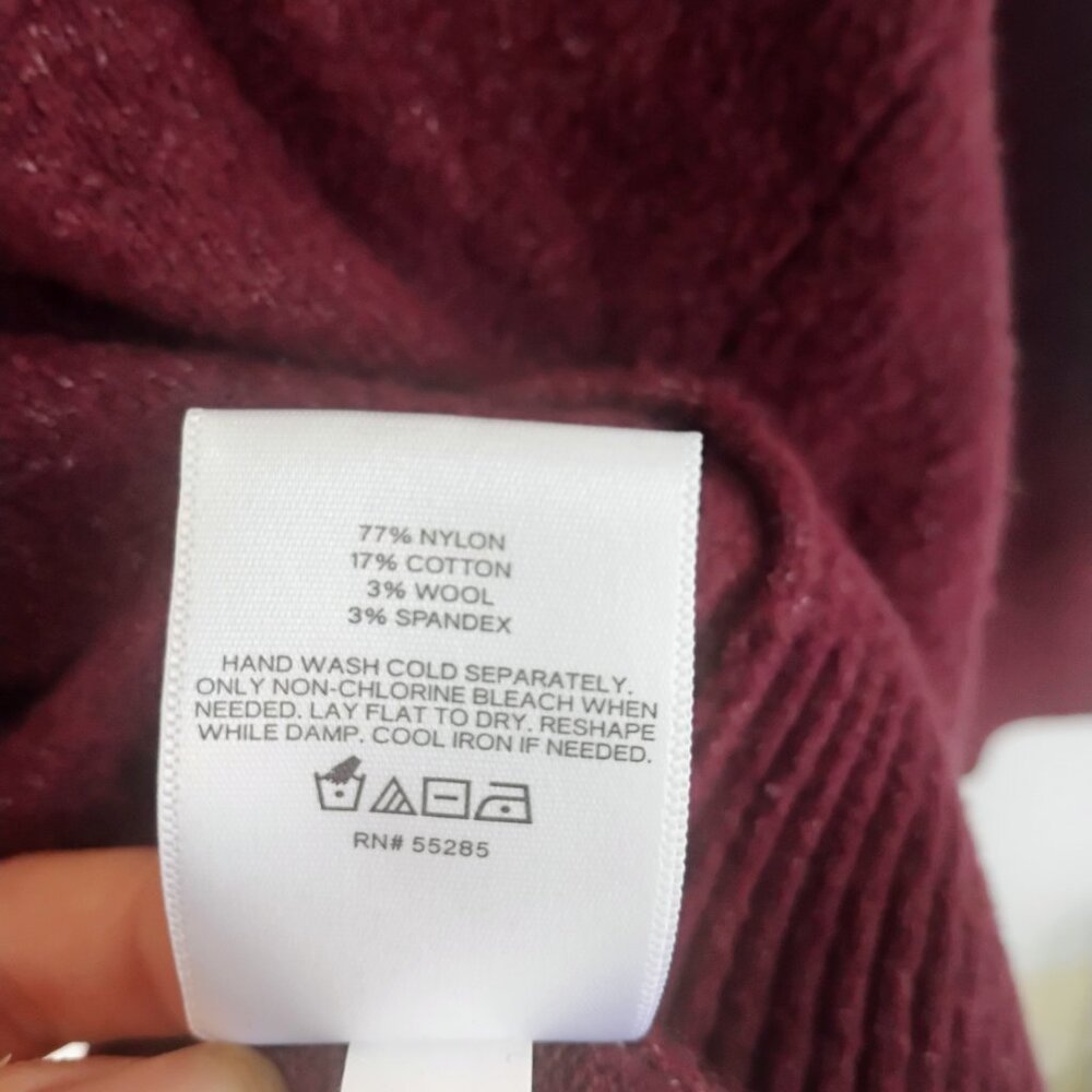 Express Burgundy V-Neck Sweater Size L Soft Knit - Picture 3 of 5